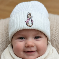 KW104: Baby Embroidered Pink Bunny Rabbit Knitted Hat (Newborn -3 Months)